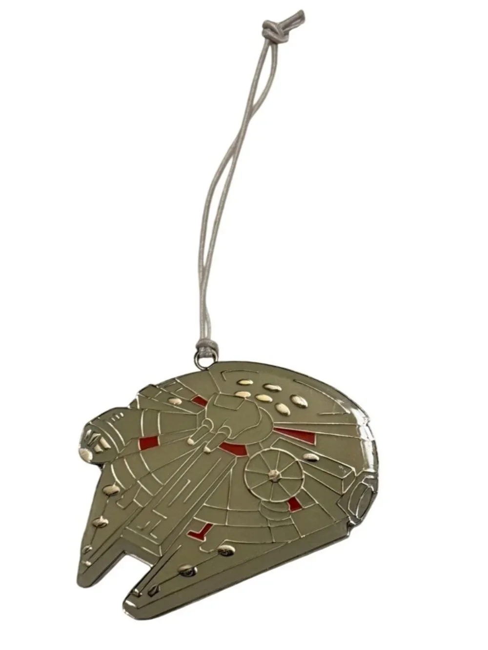 Lucasfilm Millennium Falcon Ship Star Wars Metal Tree Ornament w/Silver Backside